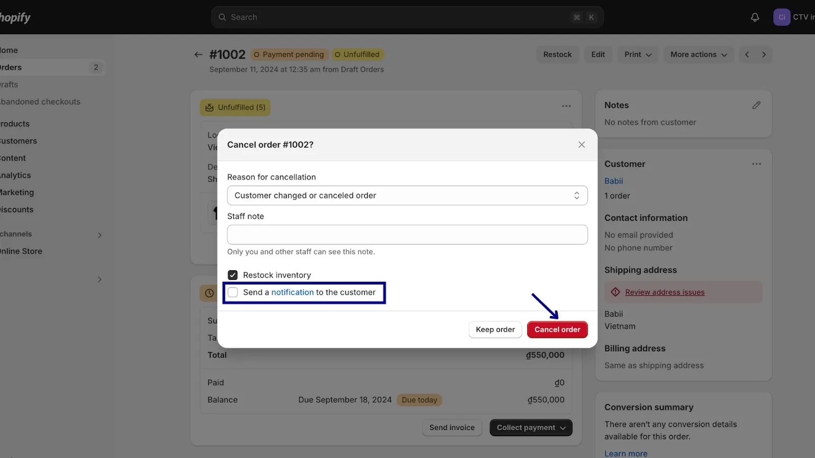 Guide to Deactivate Order Canceled Notification 5